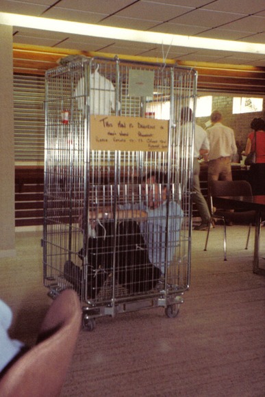 Man in crate