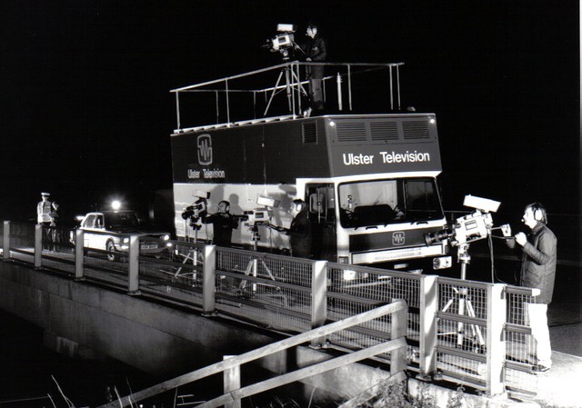 Ulster TV truck on M3 bridge